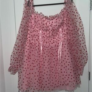 Pink Heart Patterned Dress